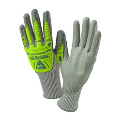 Seamless Knit HPPE Blended Glove with Impact Protection and Polyurethane Coated Smooth Grip on Palm & Fingers, Medium
