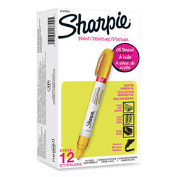 Sharpie® Permanent Paint Marker, Medium Bullet Tip, Yellow, Dozen 2107619