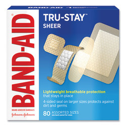 BAND-AID® Tru-Stay Sheer Strips Adhesive Bandages, Assorted, 80/box 111713400