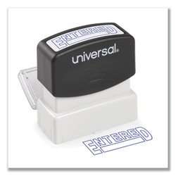 Universal® Message Stamp, Entered, Pre-Inked One-Color, Blue UNV10052