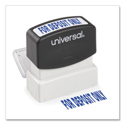 Universal® Message Stamp, For Deposit Only, Pre-Inked One-Color, Blue UNV10056