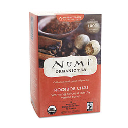Numi® Organic Teas And Teasans, 1.71 Oz, Rooibos Chai, 18/box 10200