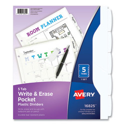 Avery® DIVIDER,PLSTC,W&E,5TAB,WH 16825