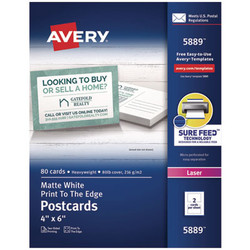 Avery® CARD, CLR LSR4X6 80/BX,WH 05889