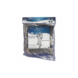 WNA Reflections Heavyweight Plastic Utensils, Fork, Silver, 40/Pack REF320FK
