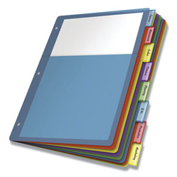 Cardinal® Poly 1-Pocket Index Dividers, 8-Tab, 11 x 8.5, Assorted 84017CB