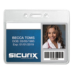 SICURIX® Sicurix Badge Holder, Horizontal, 2.13 X 3.38, Clear, 12/pack BAU67810