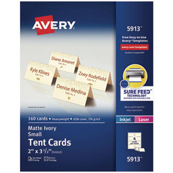 Avery® Small Tent Card, Ivory, 2 X 3.5, 4 Cards/sheet, 40 Sheets/pack 05913