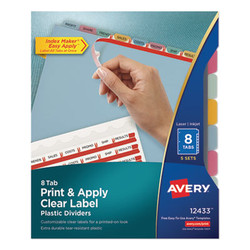 Avery® DIVIDER,IM TRANS 8TAB,AST 12433