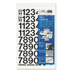 Chartpak® Press-On Vinyl Numbers, Self Adhesive, Black, 1"h, 44/pack 01130