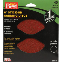 Do it Best 6 In. 40 Grit Stick-On Sanding Disc (3-Pack) 334170GA