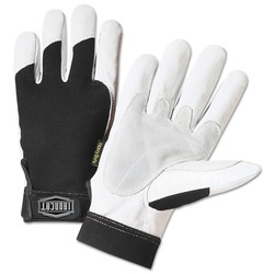 Heavy Duty Goatskin Gloves, Medium, White; Black, Elastic, Kevlar