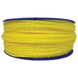 Monofilament Twisted Poly Ropes, 1,080 Lb Cap., 600 Ft, Polypropylene, Yellow