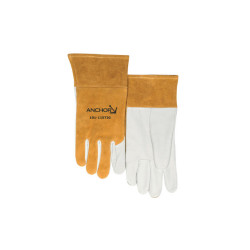 115-TIG Split Cowhide/Goatskin Palm Welding Gloves, Large, Buck Tan/White