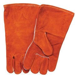 Split Cowhide Kevlar Welding Gloves, Large, Russet, 4 in Gauntlet, Full Sock Lining