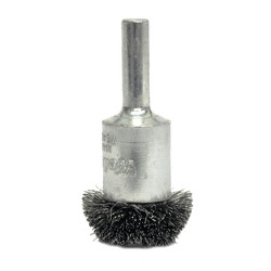 Stem-Mounted Circular Flared End Brush, Stainless, 16,000 RPM, 3 in x 0.008 in