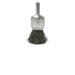 Crimped Wire Solid End Brush, Stainless Steel, 22,000 RPM, 3/4 in x 0.006 in