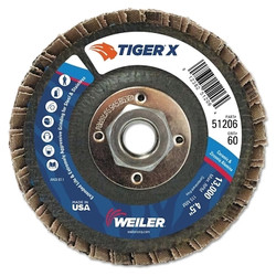 Tiger® X Flap Disc, 4-1/2 in Angled, 60 Grit, 5/8 in to 11 Arbor
