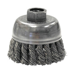 Single Row Heavy-Duty Knot Wire Cup Brush, 2 3/4 in Dia., M14 x 2, .02 Steel