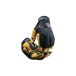 Gold Grain Leather Palm Gloves, X-Large, Gold/Black