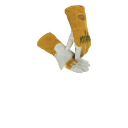 Revolution Welding Gloves, Goat Grain Leather, Small, White/Gold