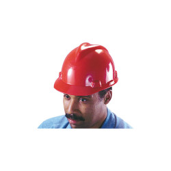 V-Gard Slotted Hard Hat Cap, Staz-On Suspension, Red