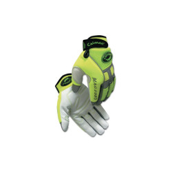 2980 Goat Grain Hi-Vis Reflective Back Knuckle Protection Mechanics Gloves, Neoprene, Large, Lime Green/White