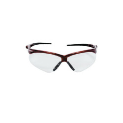 V30 Nemesis Safety Glasses, Clear, Polycarbonate Lens, Anti-Fog, Red Frame/Temples, Nylon