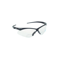 V60 Nemesis Rx Readers Prescription Safety Glasses, Clear, Polycarbonate Scratch-Resistant Lens, Black Frame/Temples, +1.5