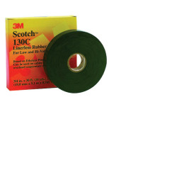 Linerless Rubber Splicing Tape 130C, 30 ft x 1 in, Black