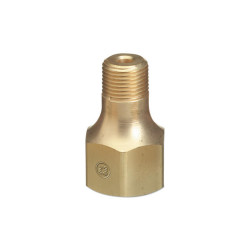 Male NPT Outlet Adaptor for Manifold Pipeline, 3000 psig, Brass, CGA-580 (F) RH x 1/4 in NPT (M)