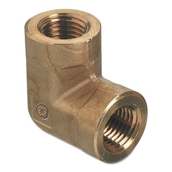 Pipe Thread Elbow, Connector, 3000 psig, Brass, 1/4 in x 1/4 in, 90 Female to Female NPT
