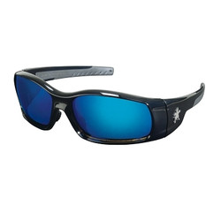 Swagger SR1 Series Safety Glasses, Blue Diamond Mirror Lens, Duramass HC, Black Frame