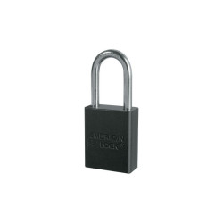 Solid Aluminum Padlock, 1/4 in dia, 1-1/2 in L x 3/4 in W, Black