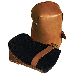 Leather Pro Knee Pad, Strap/Buckle, Russet