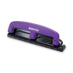 Bostitch® 12-Sheet Ez Squeeze Three-Hole Punch, 9/32" Holes, Purple/black 2105