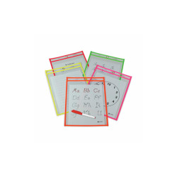 C-Line® Reusable Dry Erase Pockets, 9 X 12, Assorted Neon Colors, 25/box 40820