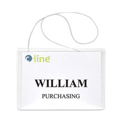 C-Line® Name Badge Kits, Top Load, 4 X 3, Clear, Elastic Cord, 50/box 96043