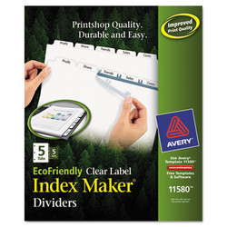 Avery® INDEX,IM,5TAB,RCY,5PK,WHT 11580