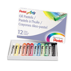 Pentel® CRAYON,OIL PST,12/ST,AST PHN-12