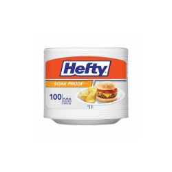 Hefty® Soak Proof Tableware, Foam Plates, 8.88" Dia, White, 100/pack PAC D28100