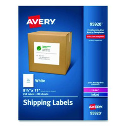 Avery® LABEL,SHIP,8.5X11,250,WH 95920