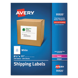 Avery® LABEL,SHIP,8.5X11,250,WH 95920