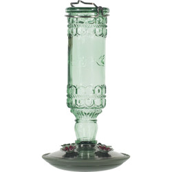 Perky-Pet 10 Oz. Green Glass Antique Bottle Hummingbird Feeder 8108-2 Pack of 2