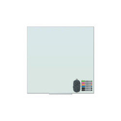 U Brands Floating Glass Dry Erase Board, 35 x 35, White 3976U00-01