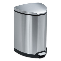 Safco® Step-On Receptacle, 4 gal, Stainless Steel, Chrome/Black 9685SS