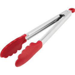 KitchenAid 11.5 In. Gourmet Red Silicone Tip Stainless Steel Locking Tongs