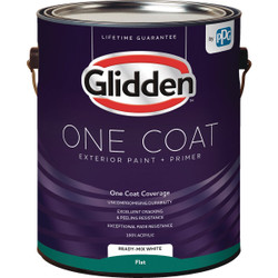 Glidden One Coat Exterior Paint + Primer Flat Ready Mix White 1 Gallon