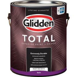 Glidden Total Exterior Paint + Primer Satin Ready Mix White 1 Gallon