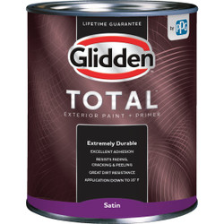 Glidden Total Exterior Paint + Primer Satin White & Pastel Base Quart
